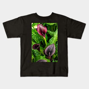 Trio of Dark Purple Calla Lillies Kids T-Shirt